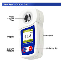 Load image into Gallery viewer, Digital Brix Refractometer Flagfront brix Meter Refractometer Automatic Temperature Compensation Brix Refractometer Range 0-55%0.1% Precision for Fruit Juice Coffee, Blue_8739

