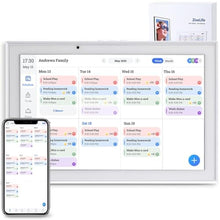 Load image into Gallery viewer, Digital Calendar 10.1 Inch Smart Electronic Planner, IPS Touch Screen, 32GB, Electronic Slideshow, Wall-mounted with Third-Party Calendar Sync, Chore Tracker, Meal Plan &amp; Photo Display, Gifs for Mom, White_1

