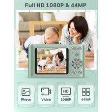 Load image into Gallery viewer, Digital Camera - 1080P Vlog Camera, 44MP Compact, 16X Zoom, Anti-Shake, Green Gift for Kids, BeanGreen_1436
