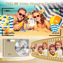 Load image into Gallery viewer, Digital Camera, 2026 FHD 4K Autofocus Digital Camera with 64GB SD Card 16X Digital Zoom, Gold Cameras for Photography Portable Compact Point and Shoot Camera for Teens Adult Kids Gift_482
