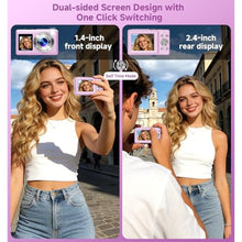 Load image into Gallery viewer, Digital Camera, 2026 Upgraded 56MP Dual-Screens Selfie Digital Camera, Small Cameras with 32GB SD Card Smile Capture, Compact Digital Cameras with 16X Digital Zoom for Beginners Kids Teens Girls, Purple_2082
