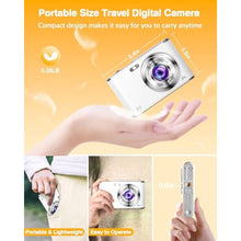 Load image into Gallery viewer, Digital Camera 4K 48MP Dual Cameras for Photography, 16X Digital Zoom Point and Shoot Cameras with 32GB Card &amp; 2 Batteries Camera for Boys Girls Kids - White_2916
