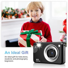 Load image into Gallery viewer, Digital Camera, FHD 1080P Point and Shoot Kids Camera, with 32GB Card,16X Zoom Anti Shake,48MP Compact Portable Small, for Starter Kid Children Teen Student Girl Boy, Black_154
