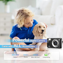 Load image into Gallery viewer, Digital Camera, FHD 1080P Point and Shoot Kids Camera, with 32GB Card,16X Zoom Anti Shake,48MP Compact Portable Small, for Starter Kid Children Teen Student Girl Boy, Black_157
