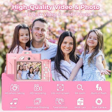 Load image into Gallery viewer, Digital Camera for Kids, 48MP 1080P FHD Camera with 64GB Card, 8X Digital Zoom Point and Shoot Digital Camera Compact Small Camera Gifts for Teens Students Children Kids Boys Girls(Pink)_5902
