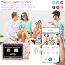 Load image into Gallery viewer, Digital Camera for Photography, 4K Vlogging Camera for YouTube 3" 180 Flip Screen 18X Digital Zoom Compact Cameras with 32GB TF Card &amp; 2 Batteries, Pink_1666

