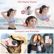 Load image into Gallery viewer, Digital Camera for Photography, 4K Vlogging Camera for YouTube 3" 180 Flip Screen 18X Digital Zoom Compact Cameras with 32GB TF Card &amp; 2 Batteries, Pink_1667

