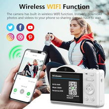 Load image into Gallery viewer, Digital Camera for Photography - WiFi 4K 75MP Vlogging Cameras for YouTube, Touchscreen Autofocus Point and Shoot Digital Camera for Teens Adult Beginner with 16X Zoom, 32GB Card, 2 Batteries(White)_798
