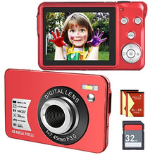 Load image into Gallery viewer, Digital Camera, Kids Camera for Teens Boys and Girls, 48MP 2.7K Digital Camera with 16X Digital Zoom, 32 GB SD Card and 2 Batteries Included (Red)_1
