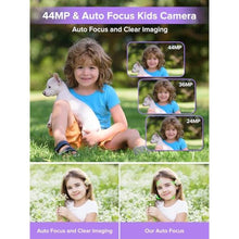 Load image into Gallery viewer, Digital Camera, Kids Camera1080P, Vlog Camera with 64GB Card, 16X Zoom Anti Shake, Card Reader, 44MP Compact Portable Small Point Shoot Digicam Gift for Kid Student Children Teen Girl Boy(Pruple), Purple_1734
