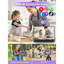 Load image into Gallery viewer, Digital Camera, Kids Camera1080P, Vlog Camera with 64GB Card, 16X Zoom Anti Shake, Card Reader, 44MP Compact Portable Small Point Shoot Digicam Gift for Kid Student Children Teen Girl Boy(Pruple), Purple_1735
