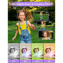 Load image into Gallery viewer, Digital Camera, Kids Camera1080P, Vlog Camera with 64GB Card, 16X Zoom Anti Shake, Card Reader, 44MP Compact Portable Small Point Shoot Digicam Gift for Kid Student Children Teen Girl Boy(Pruple), Purple_1737
