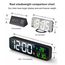 Load image into Gallery viewer, Digital Clock Large Display, Alarm Clock for Living Room Office Bedroom Decor, LED Corded Electric, Date Temp Display Wall Clock, Automatic Brightness Dimmer Smart Cool Modern Desk Accessories Black, Wiredblack_7957

