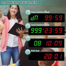 Load image into Gallery viewer, Digital Days Countdown Timer Clock,Retirement Countdown Calendar up to 999 Days,Count Timing Up Stopwatch,LED Wall Clock with Remote control for Wedding Birthday Event Sports Vacation Examination, Black_4144
