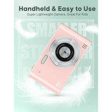 Load image into Gallery viewer, Digital Kids Camera 1080P Vlog Camera with 64GB, Lanyard, 16X Zoom Anti Shake, Card Reader 44MP Compact Portable Point Shoot Digicam for Kid Teen Girl Boy Christmas Halloween Thanksgiving(Pink)_435
