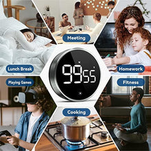 Load image into Gallery viewer, Digital Kitchen Timer, 3.8'' Large LED Display Countdown Countup Timer, Timer for Kids, Classroom Magnetic Timer, Adjustable Volume, Brightness, Easy for Cooking/Study/Office/Exercise (Ridged Knob), RidgedKnob_6967
