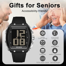 Load image into Gallery viewer, Digital Watch for Seniors Elderly Watch with Time-Telling Alarm Extra Large Numbers Display Waterproof Wrist Watches for Elderly Easy to Read LED Multifunction Electronic Daily Watches for Men, white_1359
