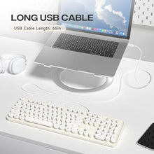 Load image into Gallery viewer, Dilter USB Wired Computer Keyboard - Full Size Office Keyboard with Number Pad, Caps Indicators, Foldable Stands, for PC Laptop Desktop Windows 7 8 10 (Creamy White), CreamyWhite_6773
