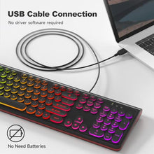 Load image into Gallery viewer, Dilter USB Wired Computer Keyboard with Backlit - Full Size Office Keyboard with Number Pad, Caps Indicators, Foldable Stands, for PC Laptop Desktop Windows 7 8 10 11 (Black)_6540
