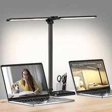 Load image into Gallery viewer, Dimmable LED Desk Lamp with USB Charging Port, 50 Lighting Modes Dual Swing Arm Architect Table Lamp Light Desk Lamp for Home Office Dorm Piano Nail, Black_1
