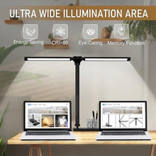 Load image into Gallery viewer, Dimmable LED Desk Lamp with USB Charging Port, 50 Lighting Modes Dual Swing Arm Architect Table Lamp Light Desk Lamp for Home Office Dorm Piano Nail, Black_5395
