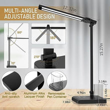 Load image into Gallery viewer, Dimmable LED Desk Lamp with USB Charging Port, 50 Lighting Modes Dual Swing Arm Architect Table Lamp Light Desk Lamp for Home Office Dorm Piano Nail, Black_5397
