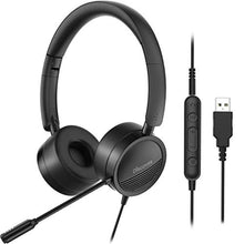 Load image into Gallery viewer, Discover D312U Dual Speaker Headset with USB and 3.5mm Connection- Compatible with Computer Apps Like Microsoft Teams, Zoom, RingCentral, Cisco, Avaya and Cell Phones with a 3.5mm Port, Black_1
