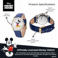 Load image into Gallery viewer, Disney Mickey Watch - Watch for Men - Mickey Mouse Watches for Men - Toys - 90s Mouse - Vintage - 's Articulating Hands - Silver Case - Blue Leather Strap_7937
