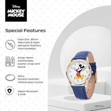 Load image into Gallery viewer, Disney Mickey Watch - Watch for Men - Mickey Mouse Watches for Men - Toys - 90s Mouse - Vintage - 's Articulating Hands - Silver Case - Blue Leather Strap_7938
