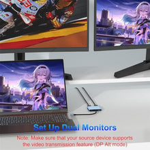 Load image into Gallery viewer, DisplayPort Splitter for Dual Monitors, 4K@60Hz USB C to Dual DisplayPort Splitter Adapter for Extended Display with 2 Displayports/USB3.0/100W PD Fast Charging, Compatible with MacBook/HP/Dell/Lenovo, Blue_104

