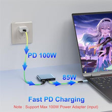 Load image into Gallery viewer, DisplayPort Splitter for Dual Monitors, 4K@60Hz USB C to Dual DisplayPort Splitter Adapter for Extended Display with 2 Displayports/USB3.0/100W PD Fast Charging, Compatible with MacBook/HP/Dell/Lenovo, Blue_105

