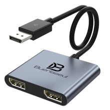 Load image into Gallery viewer, DisplayPort Splitter for Dual Monitors, DisplayPort to Dual DisplayPort Splitter Adapter 4K@120Hz, Monitor Splitter SST/MST Extended Display, DP MST Hub for PC, Laptop,Graphics Card and More, Gray_1
