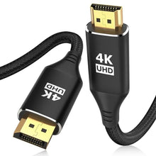 Load image into Gallery viewer, DisplayPort to HDMI 4K Cable 20FT, [Aluminum Shell, Nylon Braided] High Speed (1440P 60Hz, 1080P 120Hz) Uni-Directional DP to HDMI Cord Compatible for Dell, HP, Insignia, Samsung, Black_1
