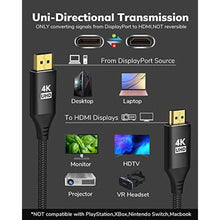 Load image into Gallery viewer, DisplayPort to HDMI 4K Cable 20FT, [Aluminum Shell, Nylon Braided] High Speed (1440P 60Hz, 1080P 120Hz) Uni-Directional DP to HDMI Cord Compatible for Dell, HP, Insignia, Samsung, Black_1109
