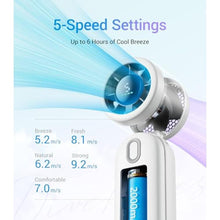 Load image into Gallery viewer, Diveblues High-Speed Portable Handheld Turbo Fan, USB Rechargeable Battery Powered, Small Portable Pocket Fan for Travel, Outdoor, Home, Office, Concerts, Lash, Gift for Women(White)_80
