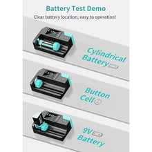 Load image into Gallery viewer, Dlypow Magnetic Battery Tester for AAA AA C D 9V, Button Cell &amp; Rechargeables, black_1652
