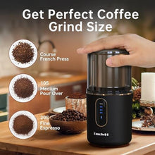 Load image into Gallery viewer, DmofwHi Cordless Coffee Grinder Electric, USB Rechargeable Coffee Bean Grinder with 304 Stainless Steel Blade and Removable Bowl-Black, MatteBlack_762
