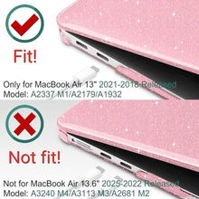 Load image into Gallery viewer, DONGKE for MacBook Air 13 inch Case 2021-2018 Release A2337 M1 A2179 A1932, Bling Plastic Hard Shell Case &amp; Keyboard Cover Only Compatible with MacBook Air 13 inch Retina Fits Touch ID, Sparkly Pink, SparklyPink_2889
