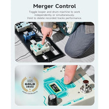 Load image into Gallery viewer, Donner Circle Looper Pedal Drum Machine, 2 in 1 Drum Looper Stereo Guitar Loop Pedals, 40 Slots 160 mins Loop with 110 Drum Grooves, Tap Tempo, Fade Out, white_8486
