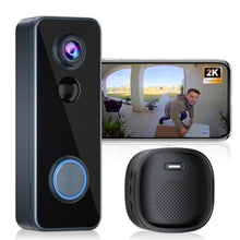 Load image into Gallery viewer, Doorbell Camera Wireless,Head-to-Toe Video - No Subscription Required,2K HD Live View,Two-Way Talk,Smart Video Doorbell with Chime,Motion Alerts,Compatible with Alexa &amp;Google(2.4G WiFi), Black_1
