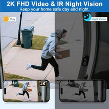 Load image into Gallery viewer, Doorbell Camera Wireless,Head-to-Toe Video - No Subscription Required,2K HD Live View,Two-Way Talk,Smart Video Doorbell with Chime,Motion Alerts,Compatible with Alexa &amp;Google(2.4G WiFi), Black_186
