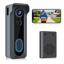 Load image into Gallery viewer, Doorbell Camera Wireless with Chime -2K HD Video AI Motion Detection, Two - Way Audio, Night Vision, Cloud Storage,Battery Powered - Compatible with Alexa, 2.4G WiFi Only, Grey_1
