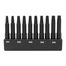 Load image into Gallery viewer, Double Square 8 Point Star Bit Set. Railer Premium S2 Steel 2 Inch 8 Spline Double Square Bit Set With A Storage Bit Holder (10pc Set)_5412
