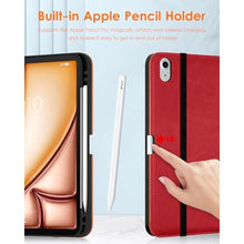 Load image into Gallery viewer, DTTO for iPad Air 11-inch Case M4/M3/M2 (2026/2025/2024), iPad Air 5th / 4th Generation (2022/2020), Premium Leather Business Folio Stand Cover with Pencil Holder - Auto Sleep/Wake, Red_8221
