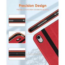 Load image into Gallery viewer, DTTO for iPad Air 11-inch Case M4/M3/M2 (2026/2025/2024), iPad Air 5th / 4th Generation (2022/2020), Premium Leather Business Folio Stand Cover with Pencil Holder - Auto Sleep/Wake, Red_8223
