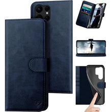 Load image into Gallery viewer, DuckSky for Samsung Galaxy S24 Ultra Genuine Leather Wallet case RFID Blocking4 Credit Card HolderReal Leather Flip Folio Book Phone case Protective Cover Women Men for S24Ultra case Dark Blue, DarkBlue_1
