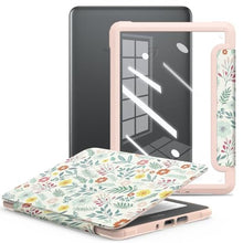 Load image into Gallery viewer, E NET-CASE Case for 7" Kindle Paperwhite 12th Gen 2024 Released &amp; Kindle Colorsoft Signature Edition(1st Gen.2024/2025),Clear Back Shell Durable PU Leather Cover with Auto Sleep Wake,Floral Print, Raspberry_1
