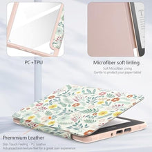 Load image into Gallery viewer, E NET-CASE Case for 7" Kindle Paperwhite 12th Gen 2024 Released &amp; Kindle Colorsoft Signature Edition(1st Gen.2024/2025),Clear Back Shell Durable PU Leather Cover with Auto Sleep Wake,Floral Print, Raspberry_157

