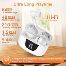 Load image into Gallery viewer, Ear bud Bluetooth 5.3 Wireless Earbuds ear phone with mic Noise Cancelling Waterproof Earphones blue tooth Headphones for iPhone Android ear phones 60H Playtime &amp;Charging Case, Hi-Fi Stereo Bass, White_182
