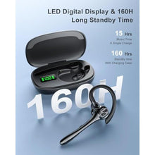 Load image into Gallery viewer, Earbuds Wireless Earpiece Bluetooth Headset with Noise Canceling Mic 160H Standby Time Hands Free Earphones Single Ear Headphone for iphone Android Samsung Cell Phones PC TV Computer Game Trucker Work, Black_376
